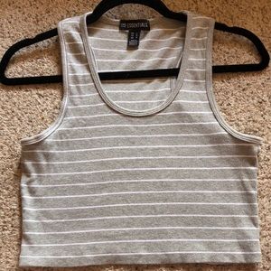 Gray and White Crop Top